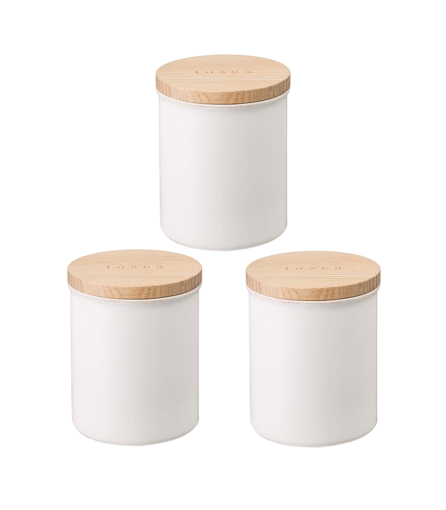 View 1 - Ceramic Food Canister (Set of 3) on a blank background.