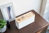 Close up of White Stacking Watch and Accessory Case closed with jewelry