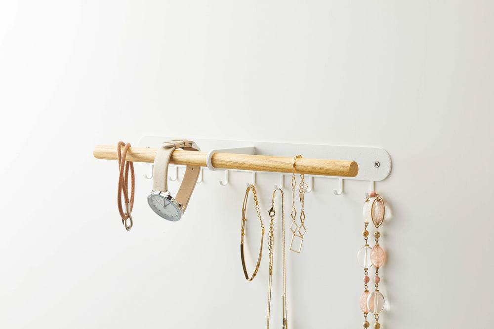 Wall-Mounted Jewelry Rack - Steel + Wood