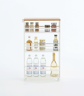 Product GIF showing Slim Storage Cart with various props. view 7